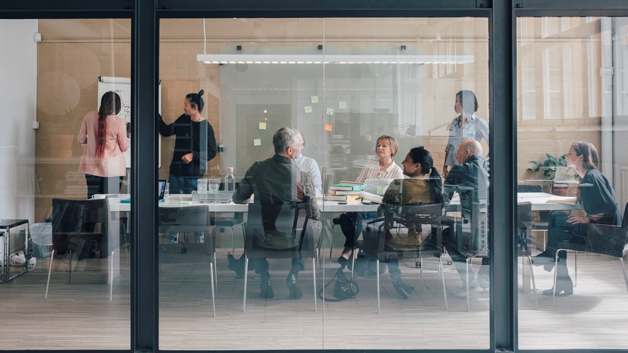 Group discussion in meeting room